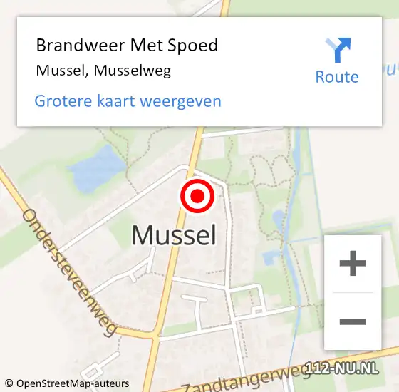 Locatie op kaart van de 112 melding: Brandweer Met Spoed Naar Mussel, Musselweg op 30 januari 2022 09:25