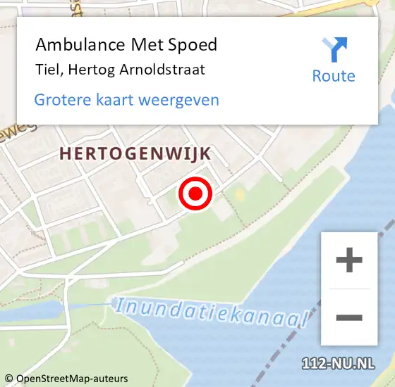 Locatie op kaart van de 112 melding: Ambulance Met Spoed Naar Tiel, Hertog Arnoldstraat op 30 januari 2022 10:21
