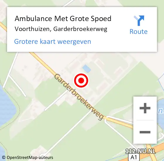 Locatie op kaart van de 112 melding: Ambulance Met Grote Spoed Naar Voorthuizen, Garderbroekerweg op 30 januari 2022 10:46