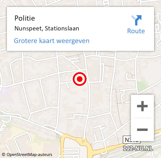 Locatie op kaart van de 112 melding: Politie Nunspeet, Stationslaan op 30 januari 2022 12:59