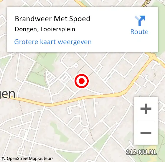 Locatie op kaart van de 112 melding: Brandweer Met Spoed Naar Dongen, Looiersplein op 30 januari 2022 17:06