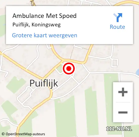 Locatie op kaart van de 112 melding: Ambulance Met Spoed Naar Puiflijk, Koningsweg op 30 januari 2022 18:30