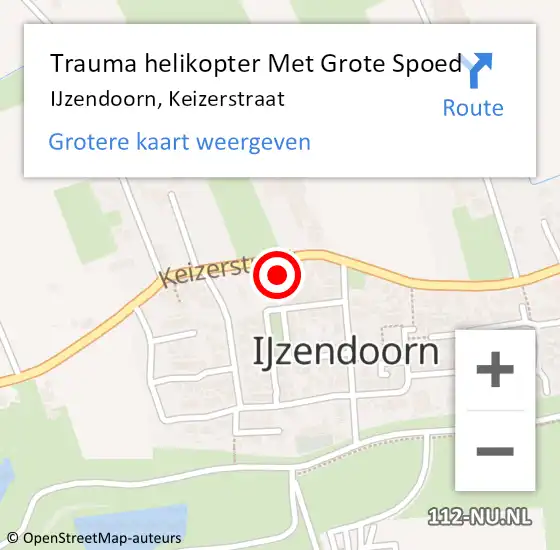 Locatie op kaart van de 112 melding: Trauma helikopter Met Grote Spoed Naar IJzendoorn, Keizerstraat op 30 januari 2022 19:25