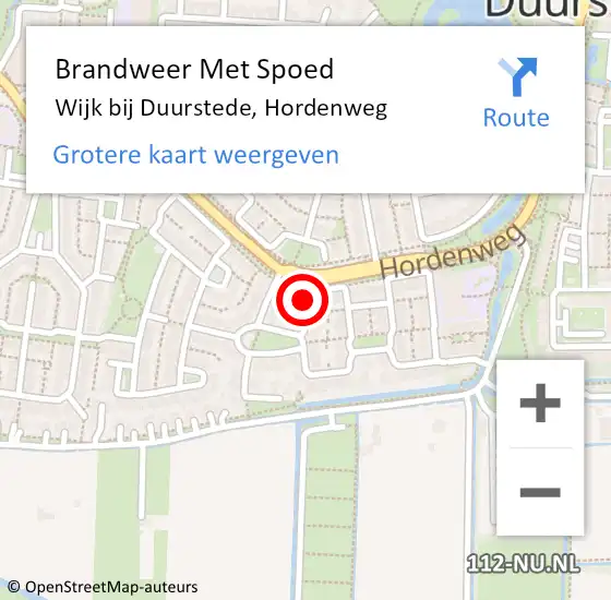 Locatie op kaart van de 112 melding: Brandweer Met Spoed Naar Wijk bij Duurstede, Hordenweg op 30 januari 2022 20:04