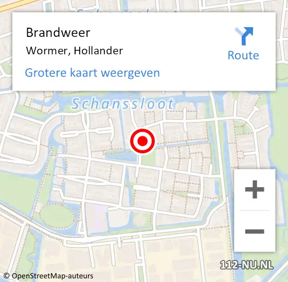 Locatie op kaart van de 112 melding: Brandweer Wormer, Hollander op 30 januari 2022 20:16