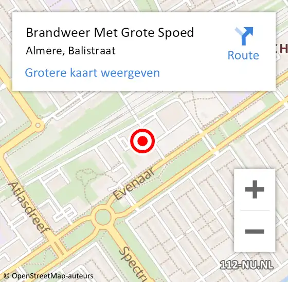 Locatie op kaart van de 112 melding: Brandweer Met Grote Spoed Naar Almere, Balistraat op 31 januari 2022 00:22