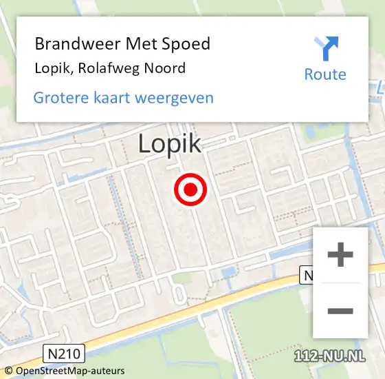 Locatie op kaart van de 112 melding: Brandweer Met Spoed Naar Lopik, Rolafweg Noord op 31 januari 2022 09:23
