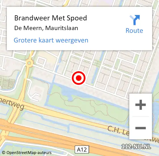 Locatie op kaart van de 112 melding: Brandweer Met Spoed Naar De Meern, Mauritslaan op 31 januari 2022 09:31