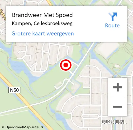 Locatie op kaart van de 112 melding: Brandweer Met Spoed Naar Kampen, Cellesbroeksweg op 31 januari 2022 09:46