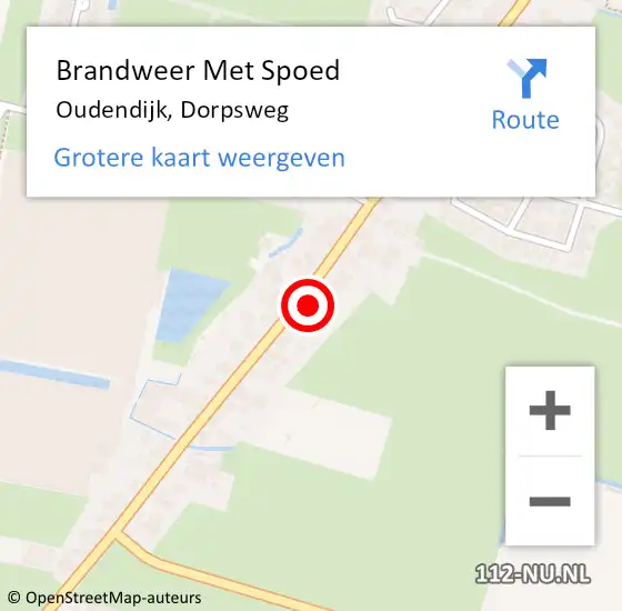 Locatie op kaart van de 112 melding: Brandweer Met Spoed Naar Oudendijk, Dorpsweg op 31 januari 2022 10:03