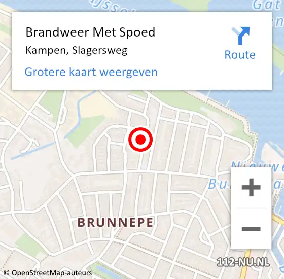 Locatie op kaart van de 112 melding: Brandweer Met Spoed Naar Kampen, Slagersweg op 31 januari 2022 11:26