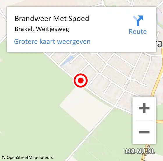Locatie op kaart van de 112 melding: Brandweer Met Spoed Naar Brakel, Weitjesweg op 31 januari 2022 11:27