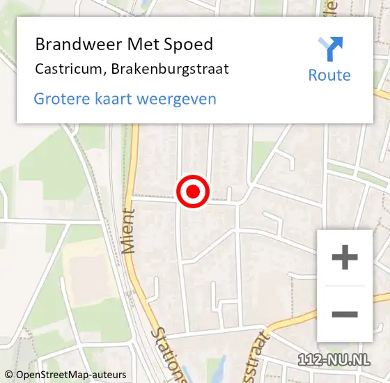 Locatie op kaart van de 112 melding: Brandweer Met Spoed Naar Castricum, Brakenburgstraat op 31 januari 2022 11:33