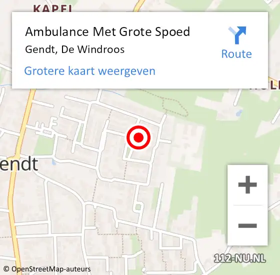 Locatie op kaart van de 112 melding: Ambulance Met Grote Spoed Naar Gendt, De Windroos op 31 januari 2022 11:43