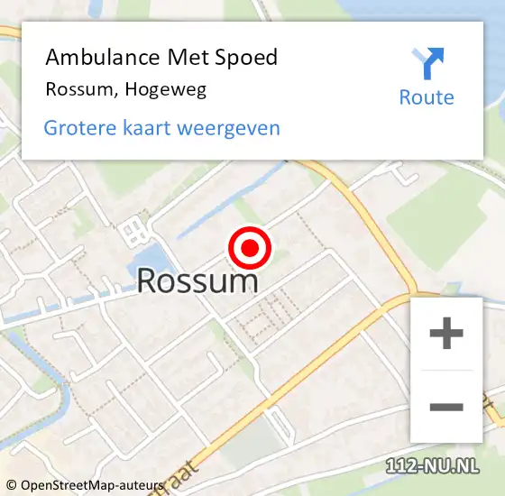 Locatie op kaart van de 112 melding: Ambulance Met Spoed Naar Rossum, Hogeweg op 31 januari 2022 12:23
