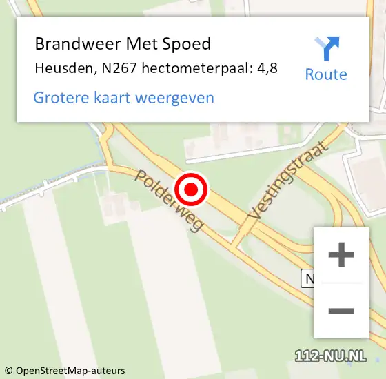 Locatie op kaart van de 112 melding: Brandweer Met Spoed Naar Heusden, N267 hectometerpaal: 4,8 op 31 januari 2022 12:38