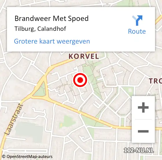 Locatie op kaart van de 112 melding: Brandweer Met Spoed Naar Tilburg, Calandhof op 31 januari 2022 13:50