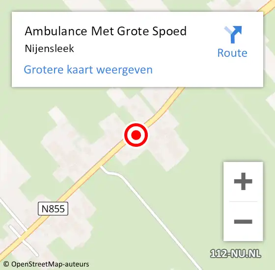 Locatie op kaart van de 112 melding: Ambulance Met Grote Spoed Naar Nijensleek op 6 juli 2014 23:57