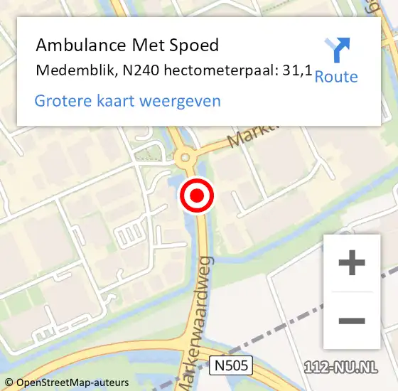 Locatie op kaart van de 112 melding: Ambulance Met Spoed Naar Medemblik, N240 hectometerpaal: 31,1 op 31 januari 2022 16:04