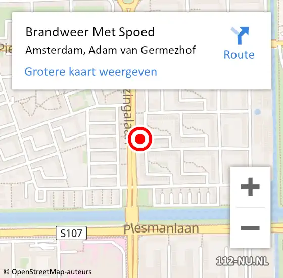 Locatie op kaart van de 112 melding: Brandweer Met Spoed Naar Amsterdam, Adam van Germezhof op 31 januari 2022 16:04
