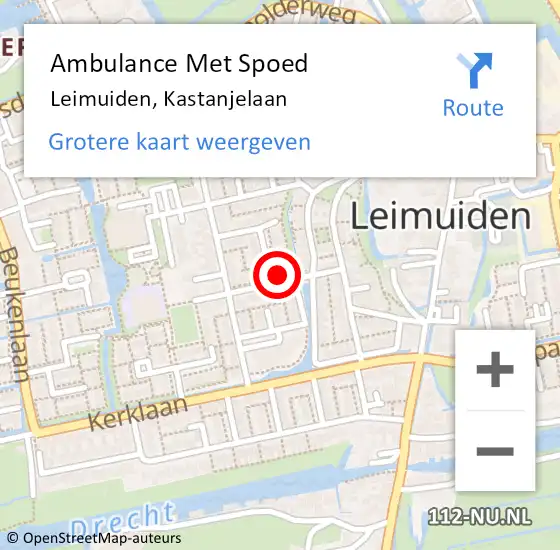Locatie op kaart van de 112 melding: Ambulance Met Spoed Naar Leimuiden, Kastanjelaan op 31 januari 2022 16:14