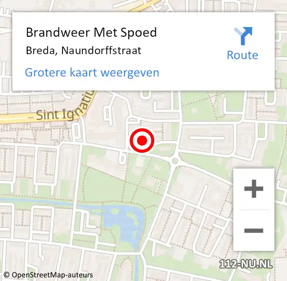 Locatie op kaart van de 112 melding: Brandweer Met Spoed Naar Breda, Naundorffstraat op 31 januari 2022 16:51