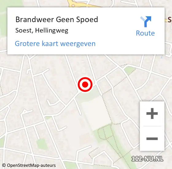 Locatie op kaart van de 112 melding: Brandweer Geen Spoed Naar Soest, Hellingweg op 31 januari 2022 17:45