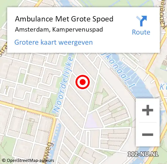 Locatie op kaart van de 112 melding: Ambulance Met Grote Spoed Naar Amsterdam, Kampervenuspad op 31 januari 2022 21:17