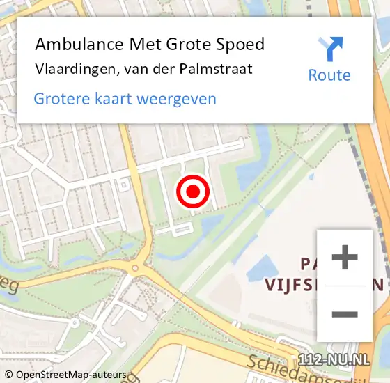 Locatie op kaart van de 112 melding: Ambulance Met Grote Spoed Naar Vlaardingen, van der Palmstraat op 31 januari 2022 21:39
