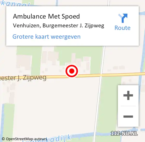 Locatie op kaart van de 112 melding: Ambulance Met Spoed Naar Venhuizen, Burgemeester J. Zijpweg op 1 februari 2022 00:08