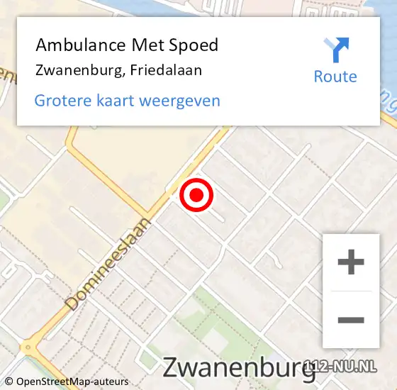 Locatie op kaart van de 112 melding: Ambulance Met Spoed Naar Zwanenburg, Friedalaan op 1 februari 2022 03:04