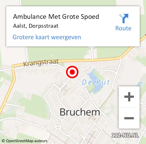 Locatie op kaart van de 112 melding: Ambulance Met Grote Spoed Naar Aalst, Dorpsstraat op 1 februari 2022 07:16