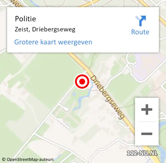 Locatie op kaart van de 112 melding: Politie Zeist, Driebergseweg op 1 februari 2022 08:27