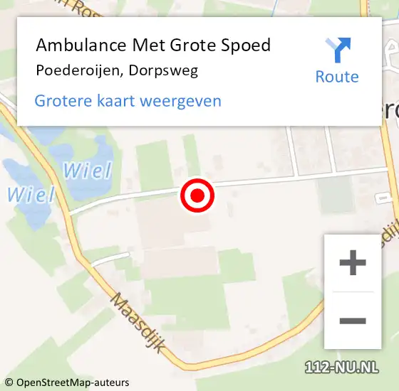 Locatie op kaart van de 112 melding: Ambulance Met Grote Spoed Naar Poederoijen, Dorpsweg op 1 februari 2022 09:08