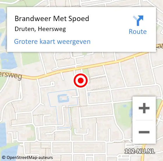 Locatie op kaart van de 112 melding: Brandweer Met Spoed Naar Druten, Heersweg op 1 februari 2022 09:41