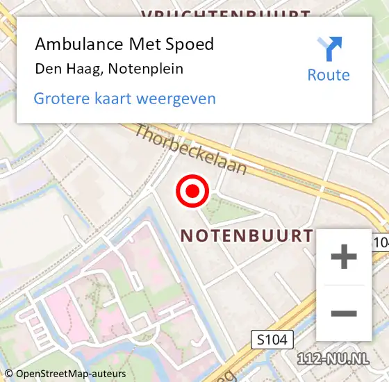 Locatie op kaart van de 112 melding: Ambulance Met Spoed Naar Den Haag, Notenplein op 1 februari 2022 12:07