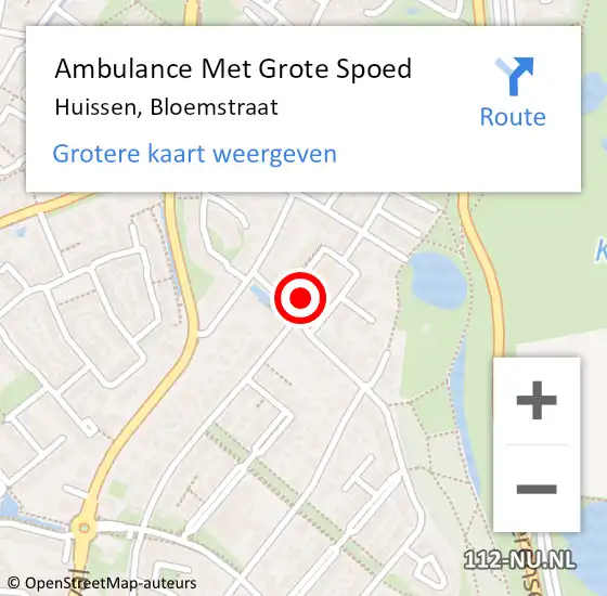 Locatie op kaart van de 112 melding: Ambulance Met Grote Spoed Naar Huissen, Bloemstraat op 1 februari 2022 12:36