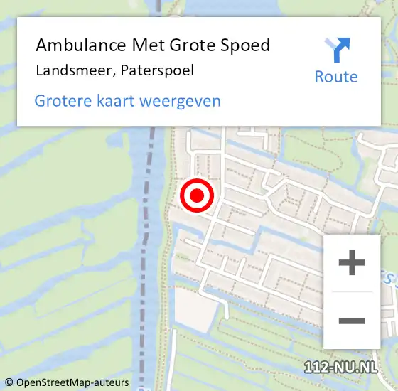 Locatie op kaart van de 112 melding: Ambulance Met Grote Spoed Naar Landsmeer, Paterspoel op 1 februari 2022 14:19