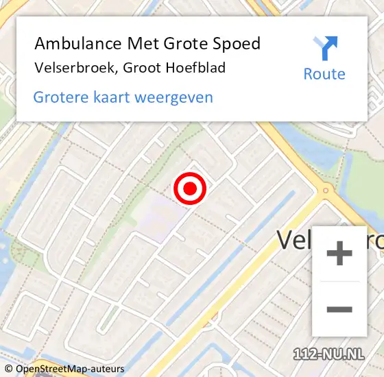 Locatie op kaart van de 112 melding: Ambulance Met Grote Spoed Naar Velserbroek, Groot Hoefblad op 1 februari 2022 15:50