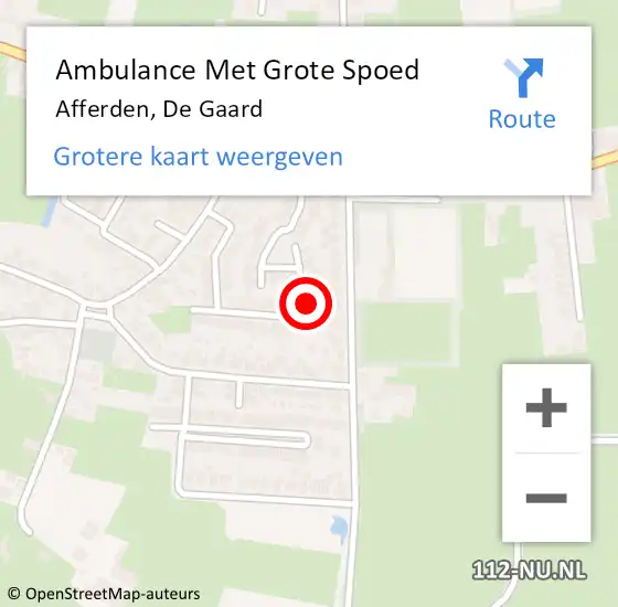 Locatie op kaart van de 112 melding: Ambulance Met Grote Spoed Naar Afferden, De Gaard op 1 februari 2022 16:12