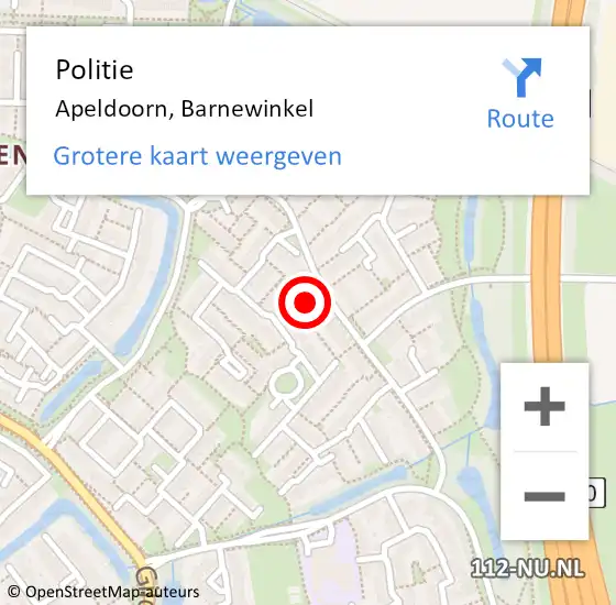 Locatie op kaart van de 112 melding: Politie Apeldoorn, Barnewinkel op 1 februari 2022 16:21