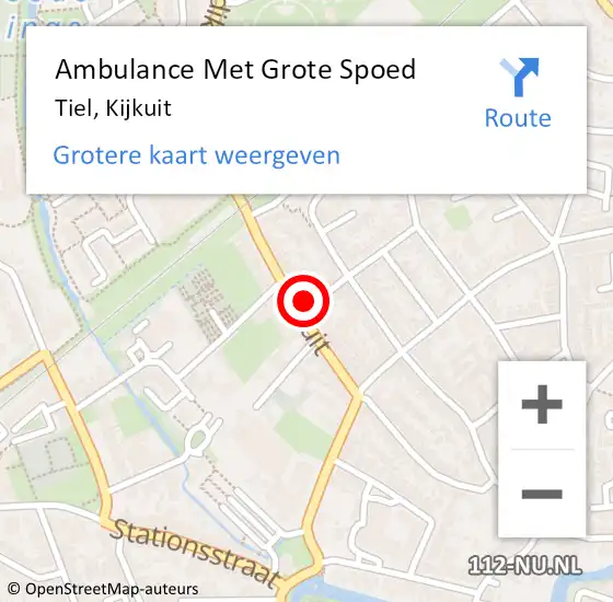 Locatie op kaart van de 112 melding: Ambulance Met Grote Spoed Naar Tiel, Kijkuit op 1 februari 2022 21:55
