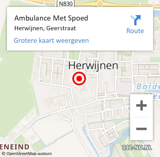 Locatie op kaart van de 112 melding: Ambulance Met Spoed Naar Herwijnen, Geerstraat op 1 februari 2022 23:14
