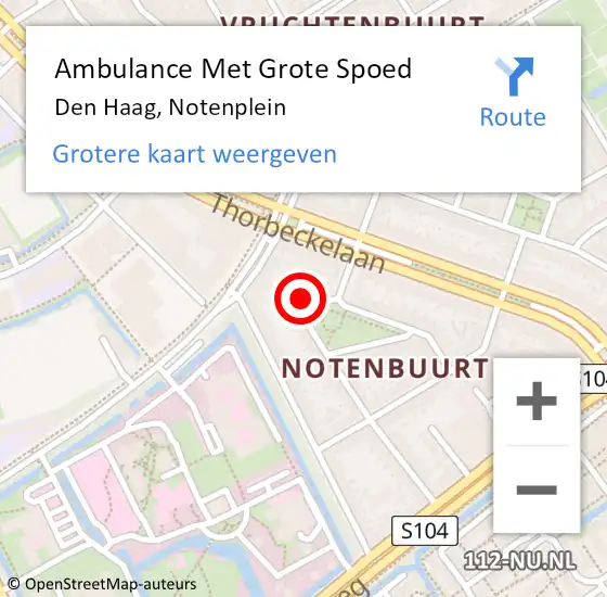 Locatie op kaart van de 112 melding: Ambulance Met Grote Spoed Naar Den Haag, Notenplein op 2 februari 2022 10:10