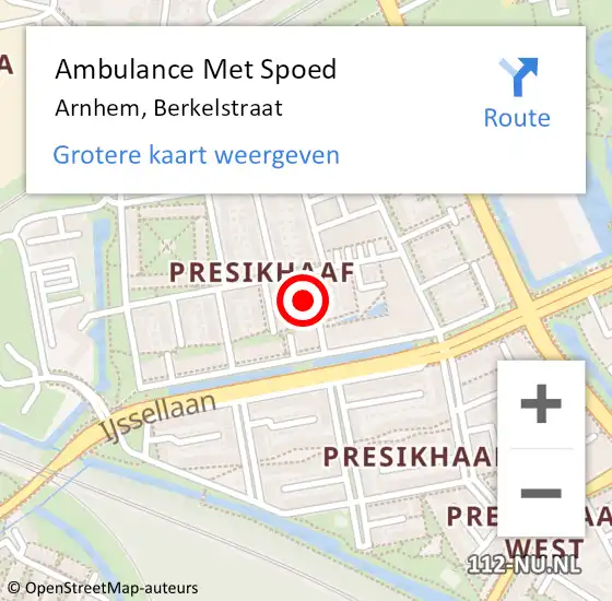 Locatie op kaart van de 112 melding: Ambulance Met Spoed Naar Arnhem, Berkelstraat op 2 februari 2022 10:30