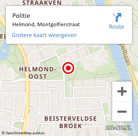 Locatie op kaart van de 112 melding: Politie Helmond, Montgolfierstraat op 2 februari 2022 13:26