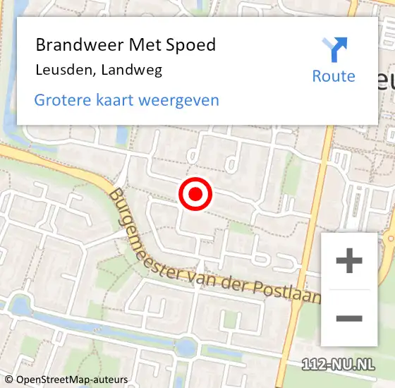 Locatie op kaart van de 112 melding: Brandweer Met Spoed Naar Leusden, Landweg op 2 februari 2022 14:00