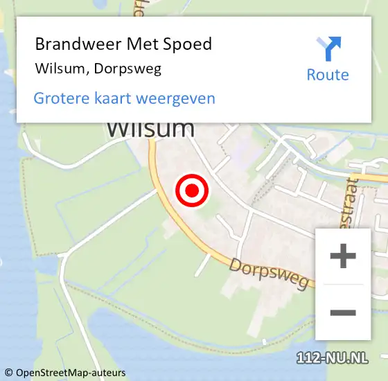 Locatie op kaart van de 112 melding: Brandweer Met Spoed Naar Wilsum, Dorpsweg op 2 februari 2022 14:05