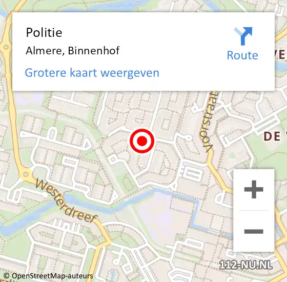 Locatie op kaart van de 112 melding: Politie Almere, Binnenhof op 2 februari 2022 15:12