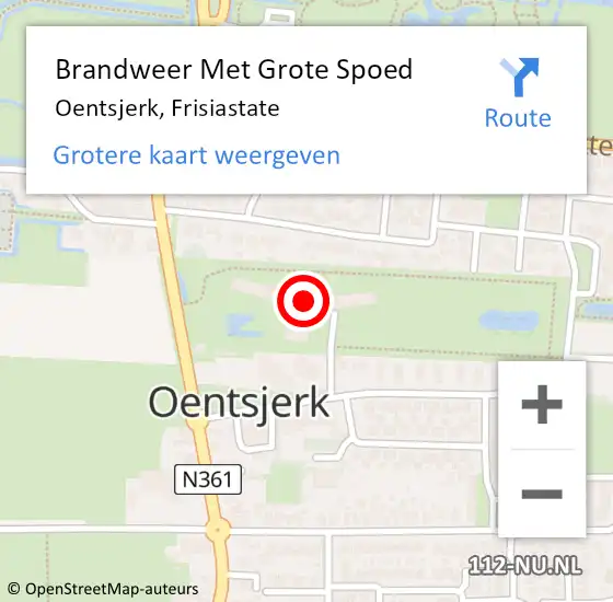 Locatie op kaart van de 112 melding: Brandweer Met Grote Spoed Naar Oentsjerk, Frisiastate op 2 februari 2022 15:30